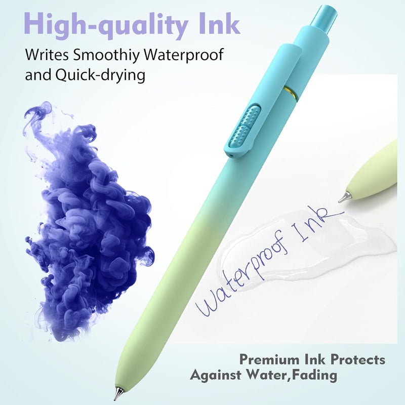 Hiacry 8 Pack Blue Ink Gel Pens，Quick-Dry 0.7mm Fine Point Fidget Pens for Smooth Writing, Journaling & Drawing, Aesthetic Gradient Color Pens for Women, School & Office Supplies (Gradient-Blue Ink) - Image 4